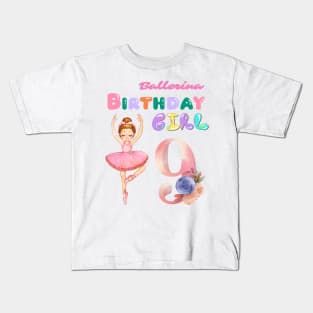 9th ballerina birthday girl Kids T-Shirt